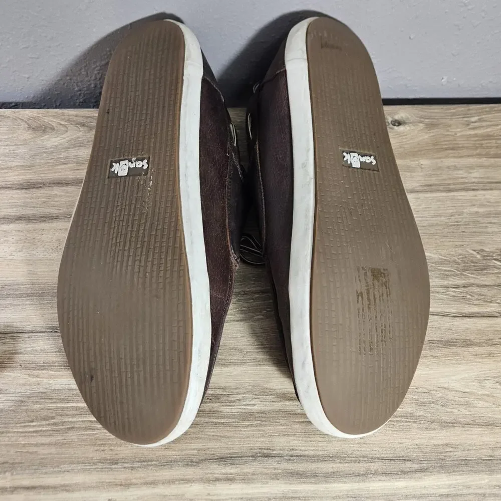 Sanuk Boat Shoes Brown Leather Men's US 14 Coastal Preppy Comfort Normcore